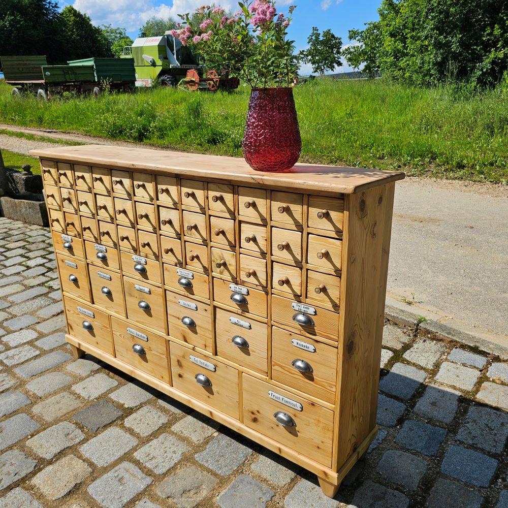 Alter antiker Apothekerschrank Apothekerkommode Schubladenschrank Sideboard - 167