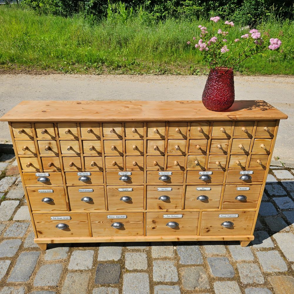 Alter antiker Apothekerschrank Apothekerkommode Schubladenschrank Sideboard - 167