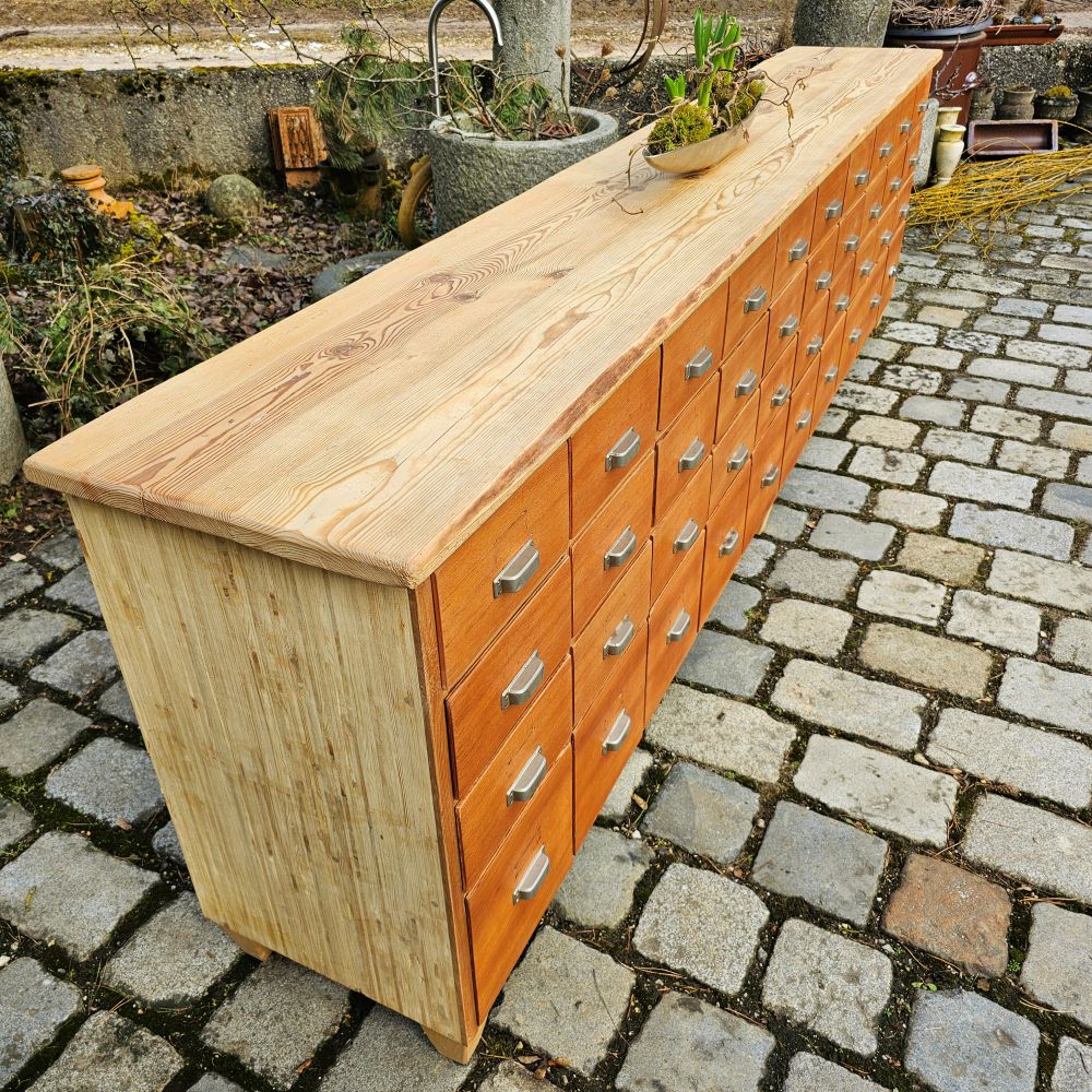 Reserviert- Alter antiker Apothekerschrank Apothekerkommode Schubladenschrank Drogerieschrank Sideboard Kirschholz - 213