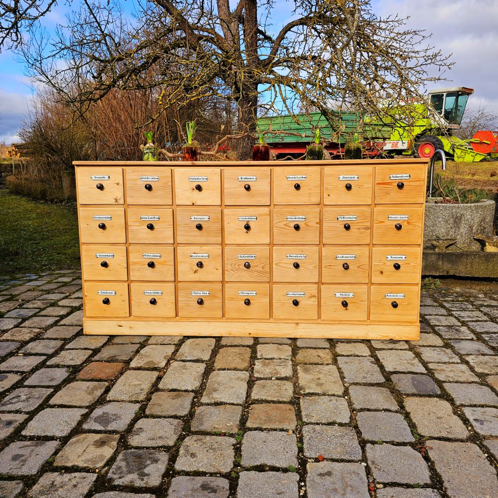 Alter antiker Apothekerschrank Apothekerkommode Schubladenschrank Drogerieschrank Sideboard - 212